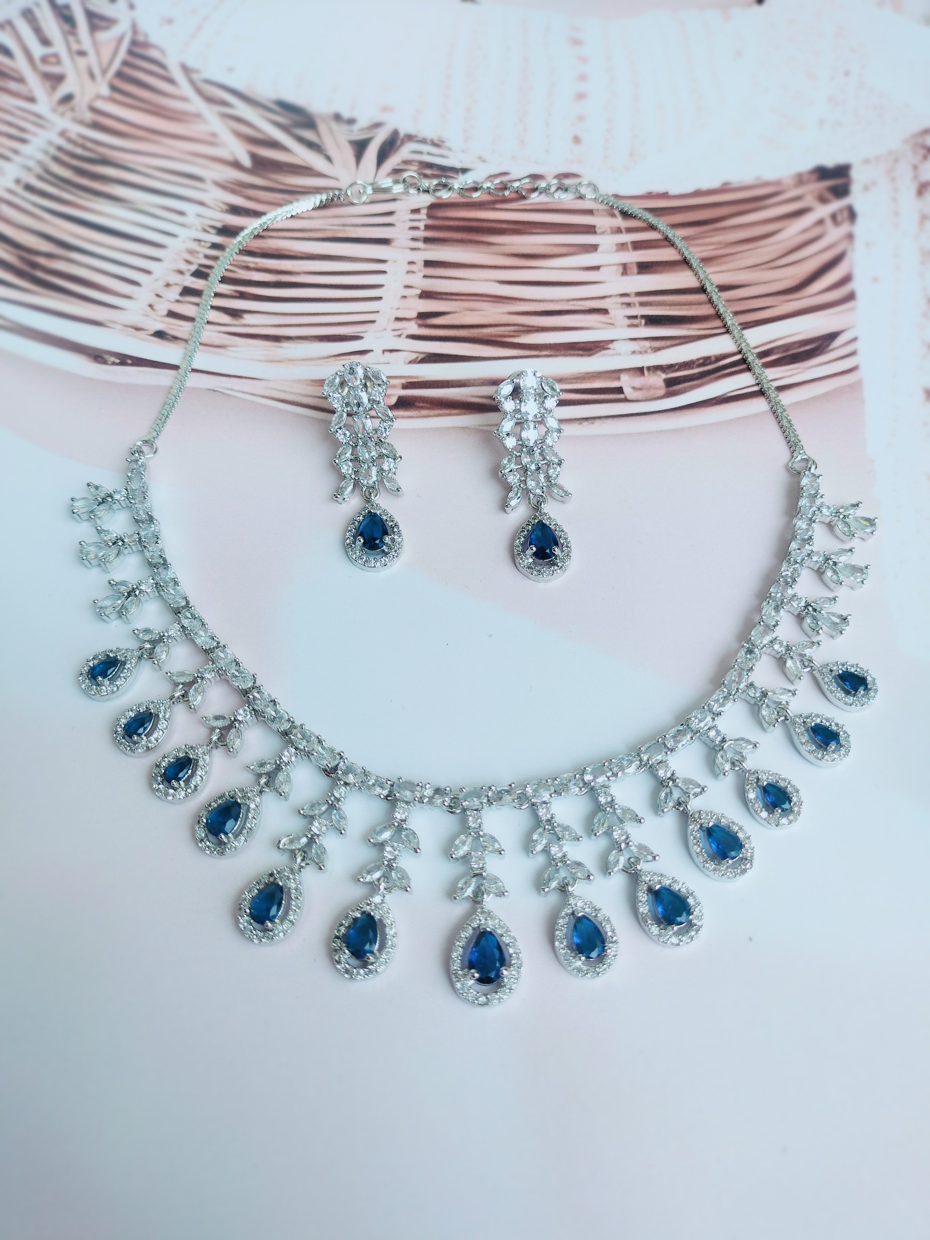 Elegant Blue AD Stone Jewelry Set