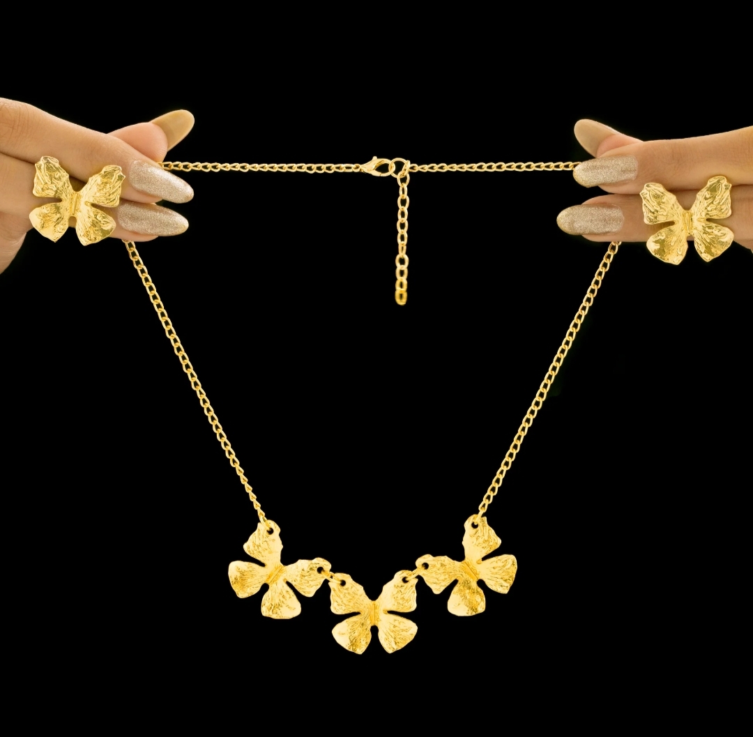 Anti-Tarnish Gold Butterfly Jewelry Set