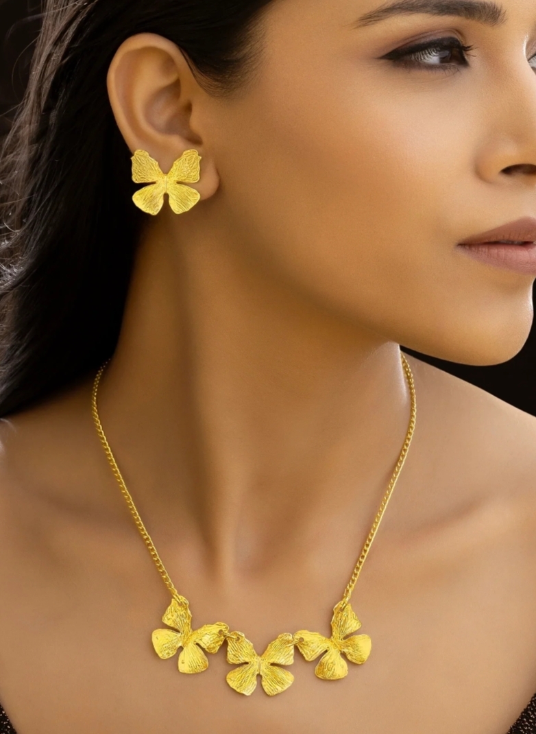Anti-Tarnish Gold Butterfly Jewelry Set