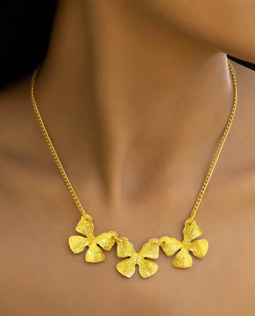 Anti-Tarnish Gold Butterfly Jewelry Set