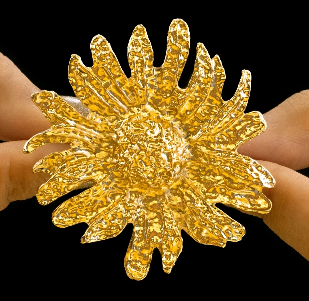 Anti-Tarnish golden sunflower Statement Ring