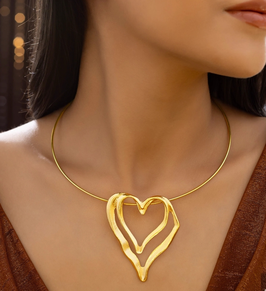 Anri-Tarnish Gold Heart Necklace
