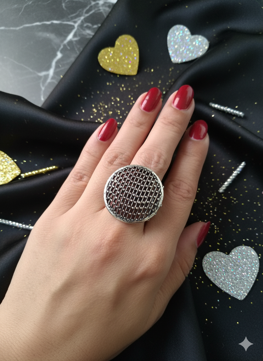 Silver Mesh Statement Ring