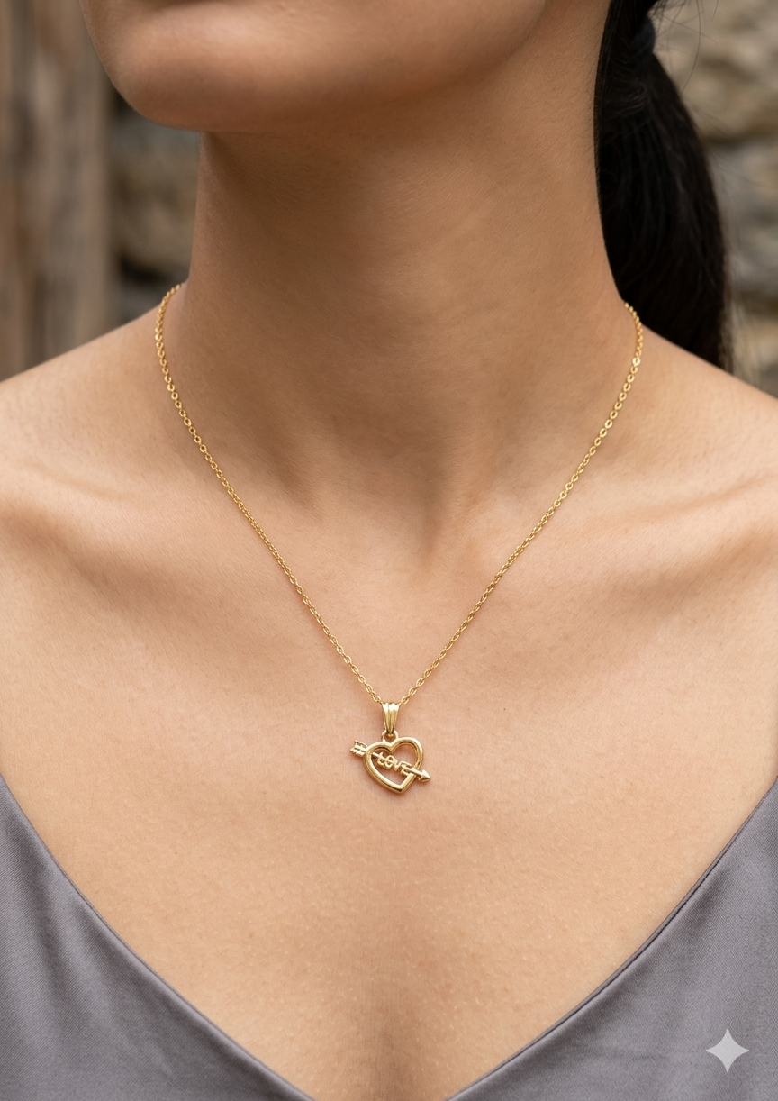 Gold Heart Pendant Necklace