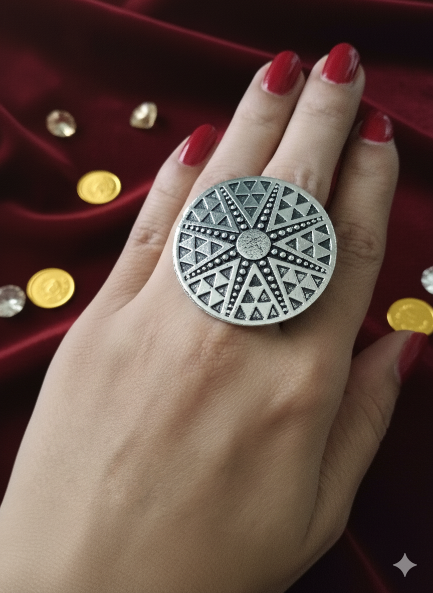 Boho Statement Silver Ring