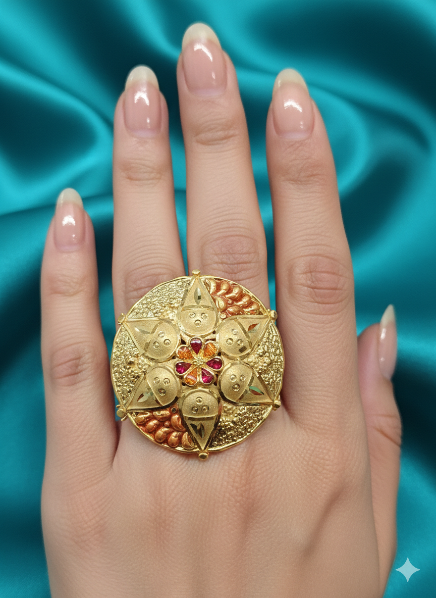 Ethnic Gold Statement Ring