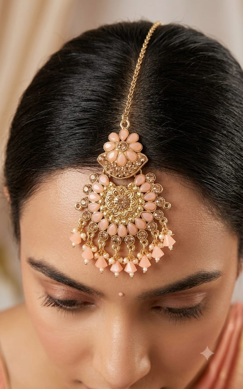 Elegant Gold and Pink mangtika
