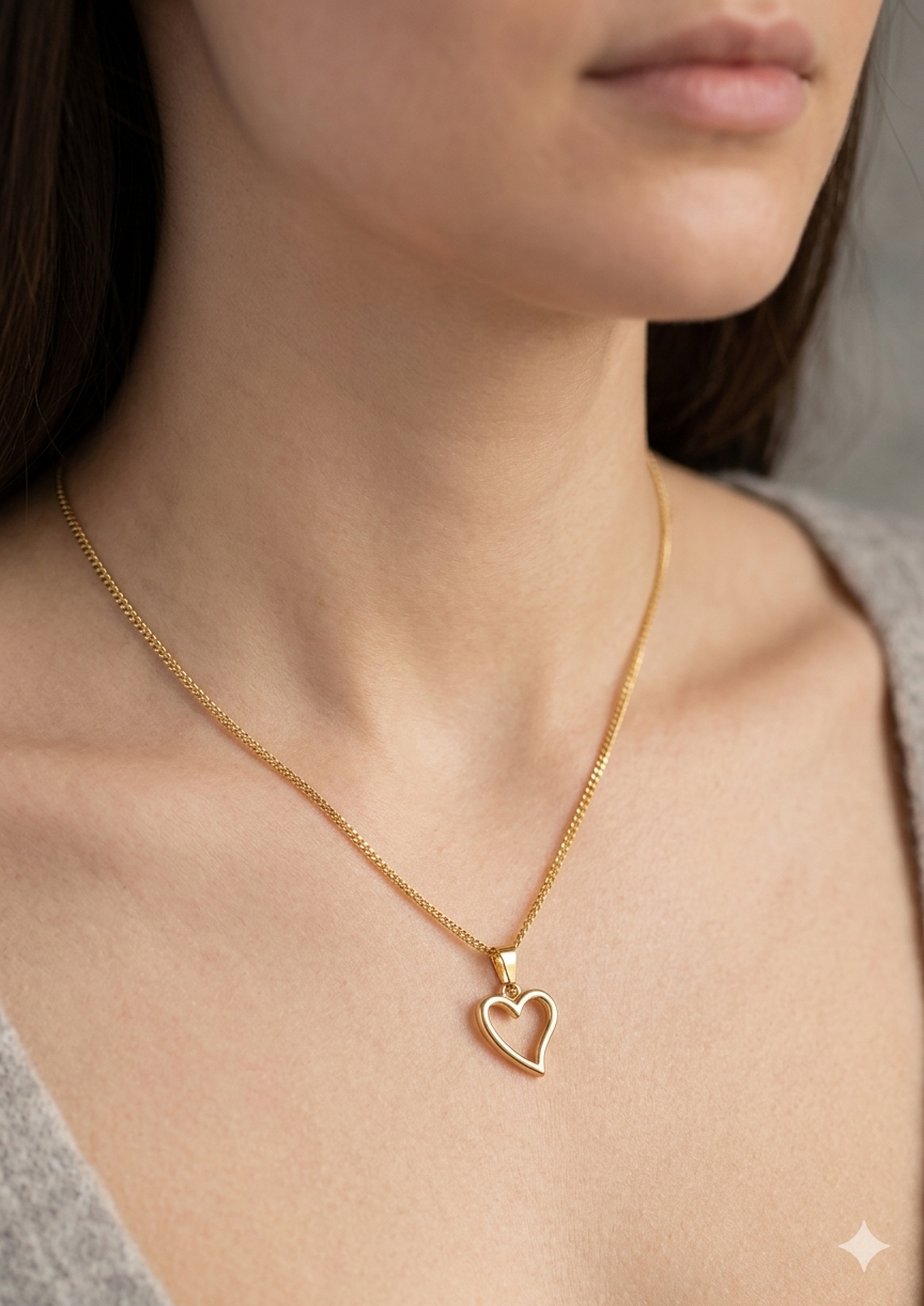 Gold Heart Pendant Necklace