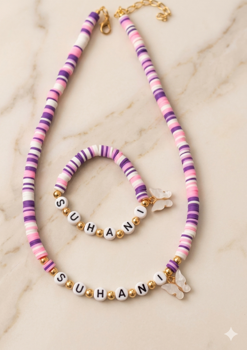 Personalized Name Bead Jewelry Set