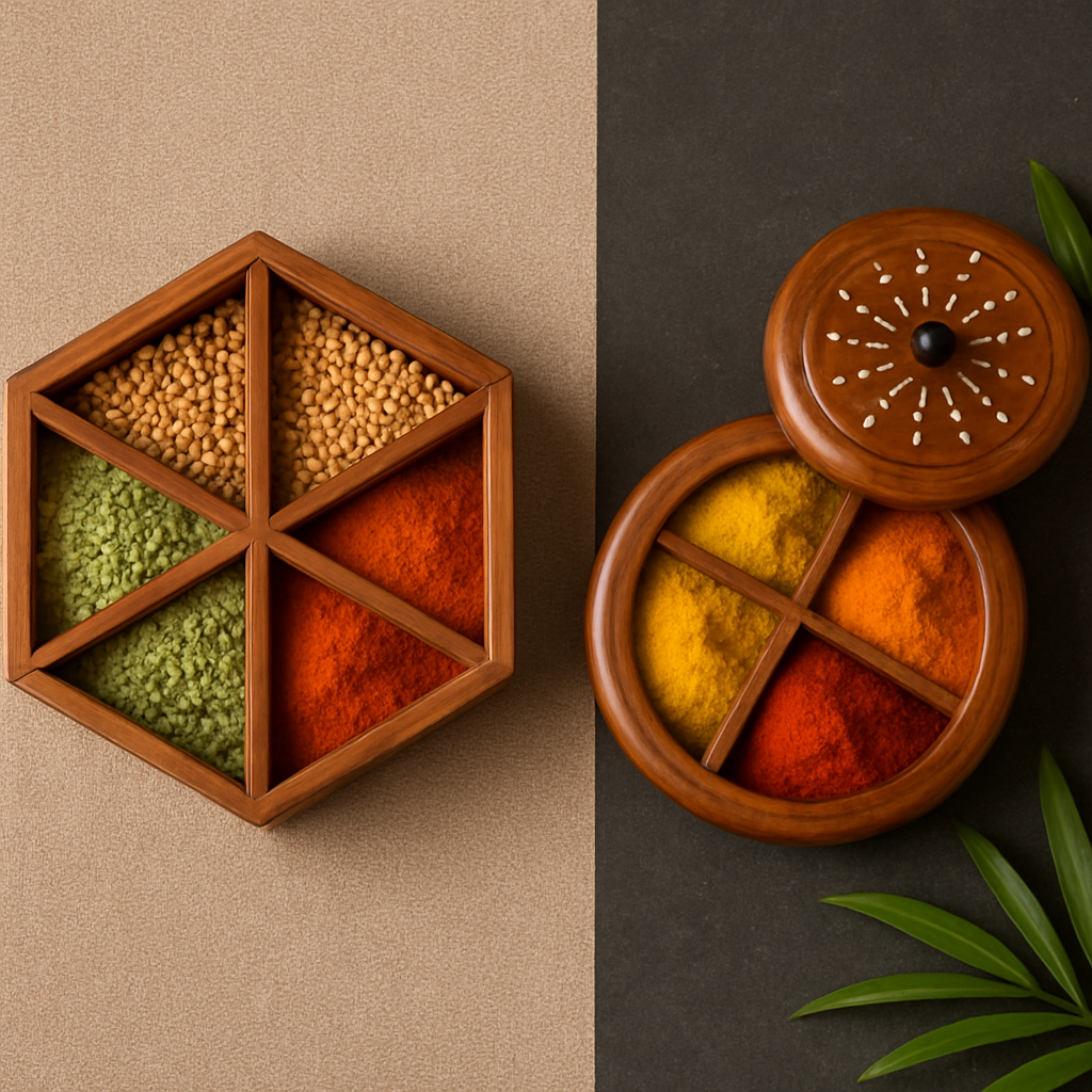 Wooden Spice Box Set