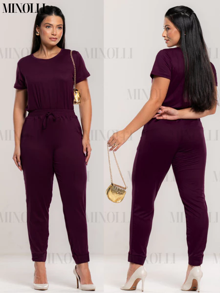 Conjunto Feminino Malha Suede Light Suave Calça Jogguer Blusa Feminina Confortável Fardamento Roupa Feminina