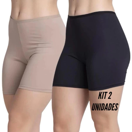 Kit 2 short segunda pele anįgua liso para vestir por baixo da roupa feminino