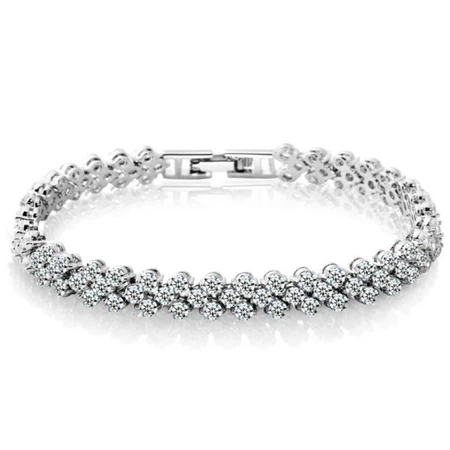 Fanshion Luxo Prata Esterlina Cor Strass Feminino Pulseira Romana Acessórios De Jóias