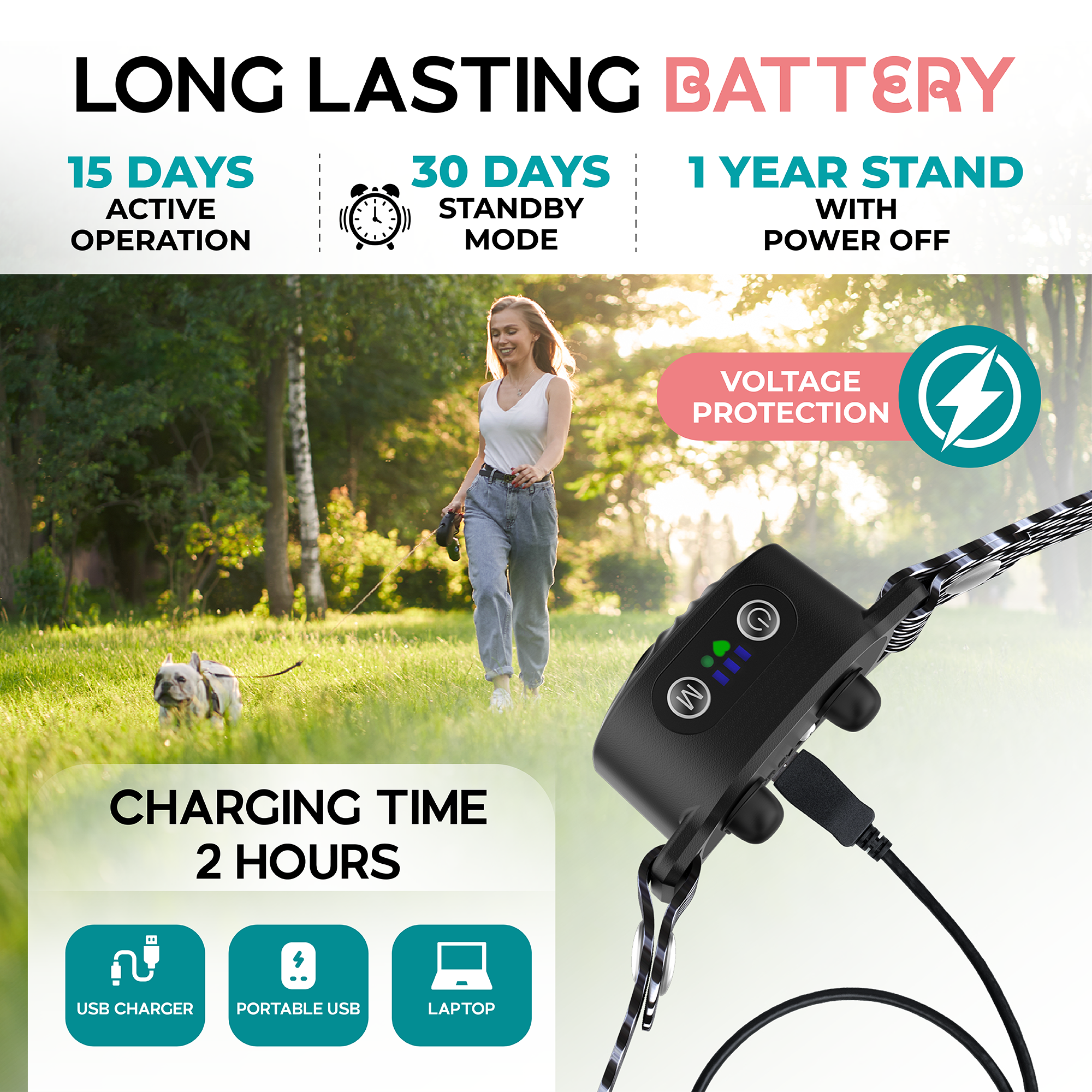 Smart Bark Collar for Small Dogs (black)