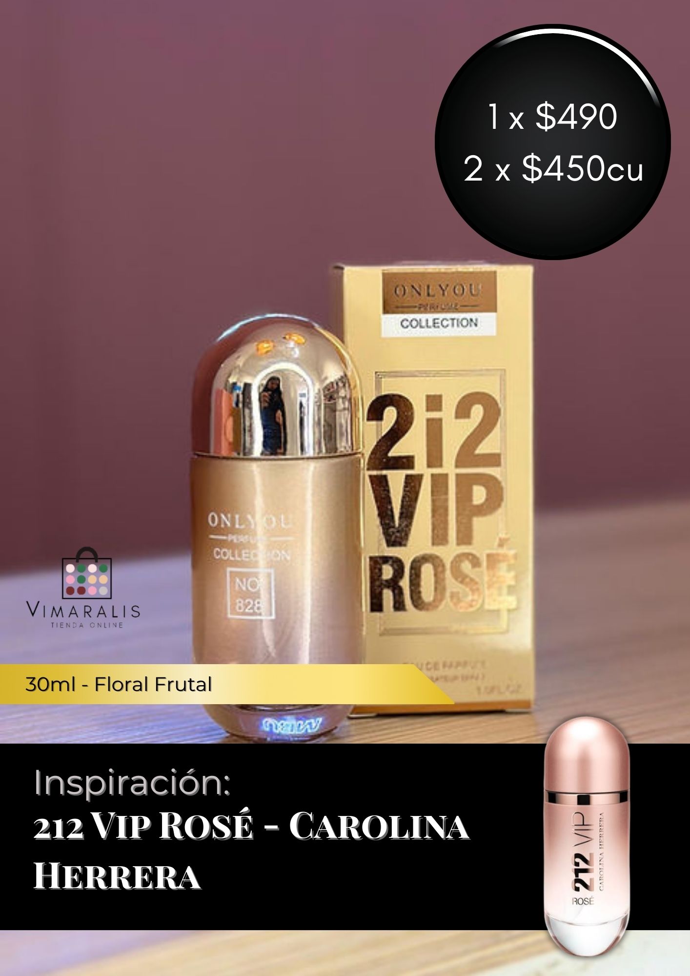 Perfume 212 VIP Rosé inspiración