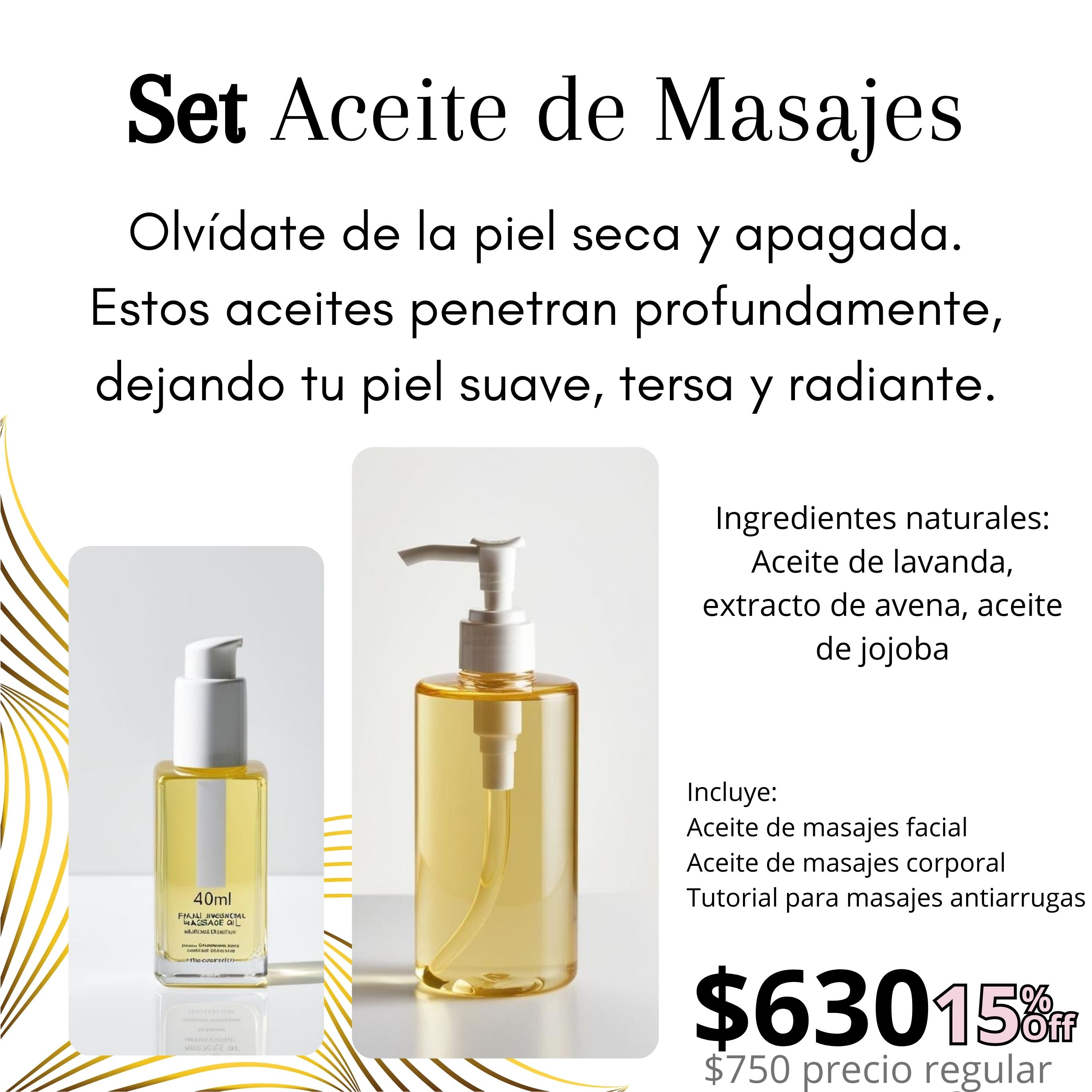 Set de aceite para masajes facial + corporal