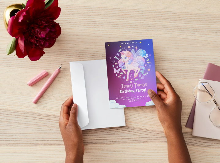 Unicorn Birthday Invitation 