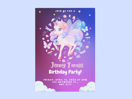 Unicorn Birthday Invitation 