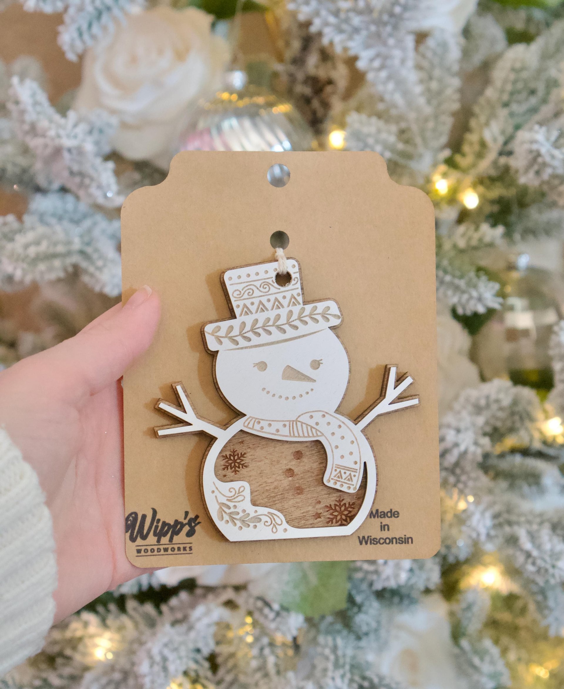 Wooden Snowman Christmas Ornament