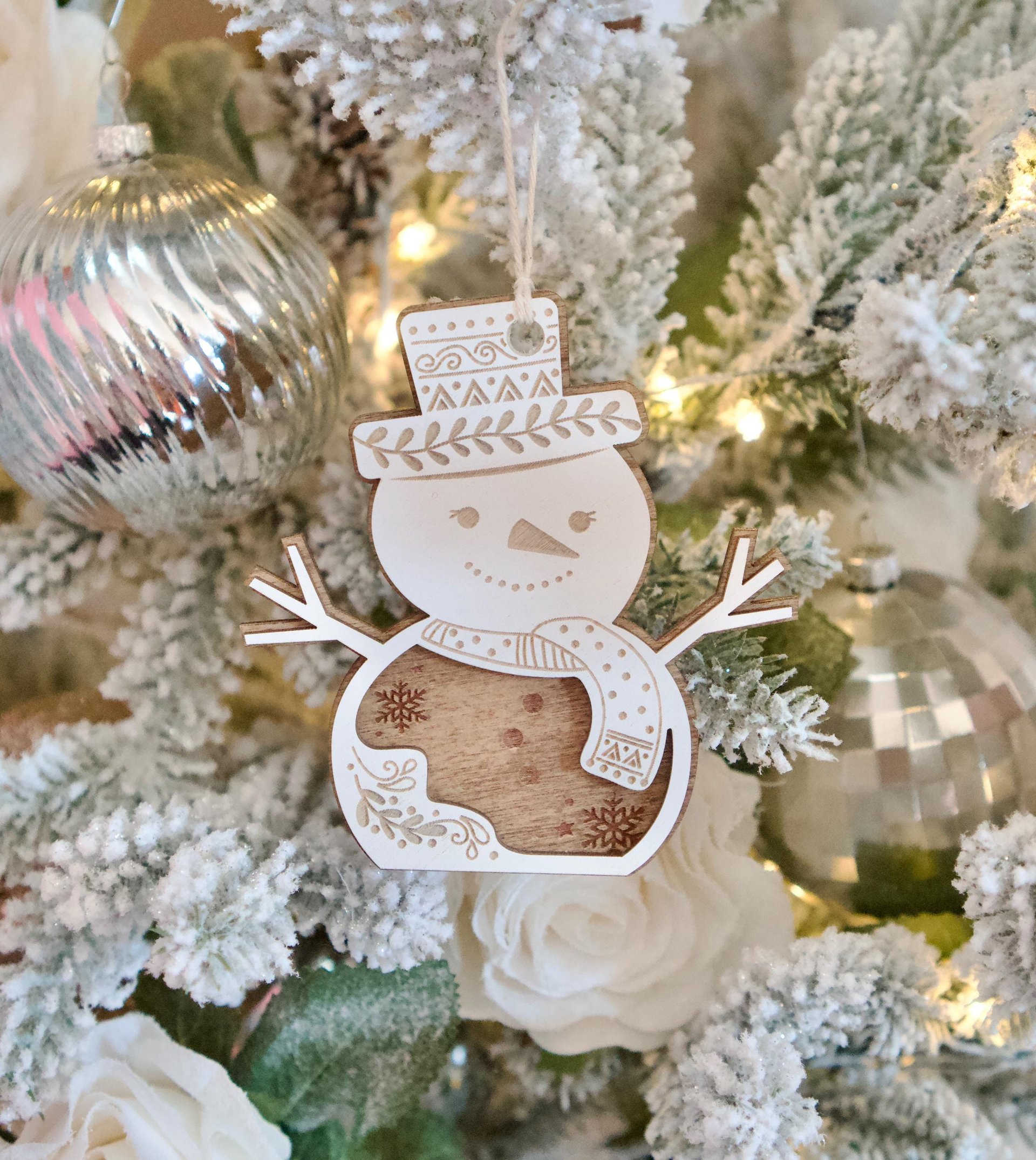 Wooden Snowman Christmas Ornament