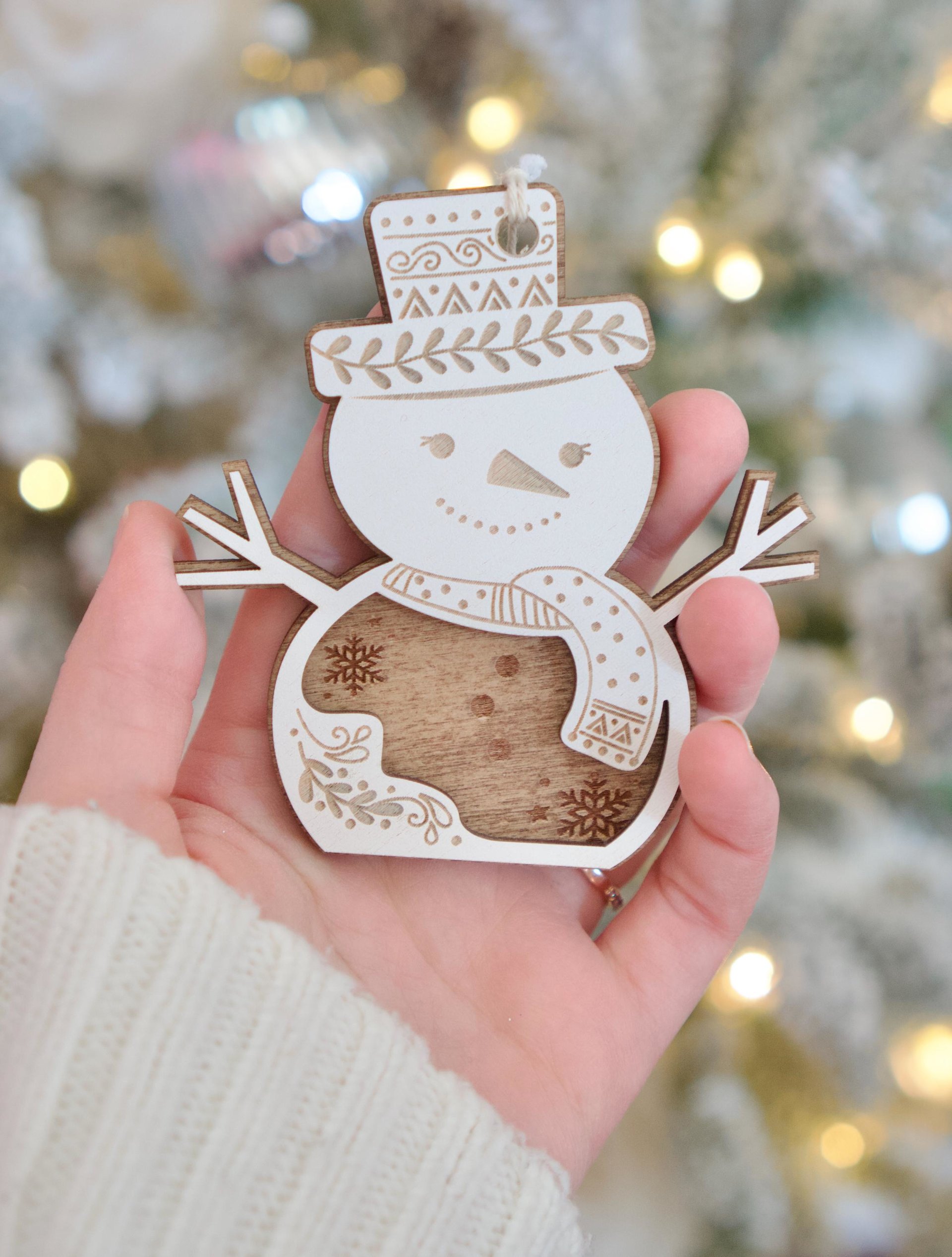 Wooden Snowman Christmas Ornament