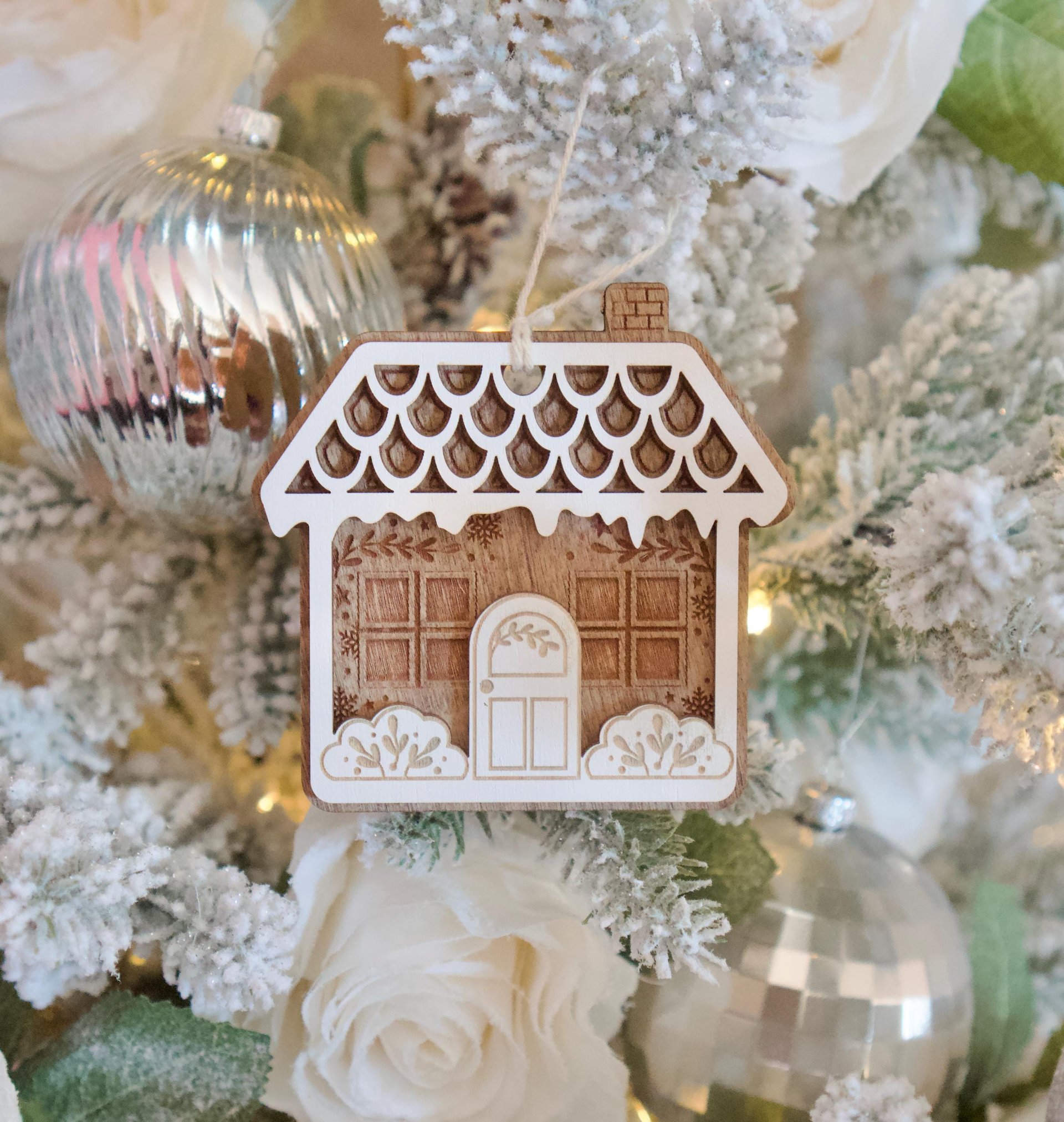 Wooden Gingerbread House Christmas Ornament