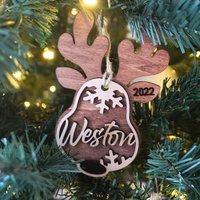 Personalized Reindeer Christmas Ornament