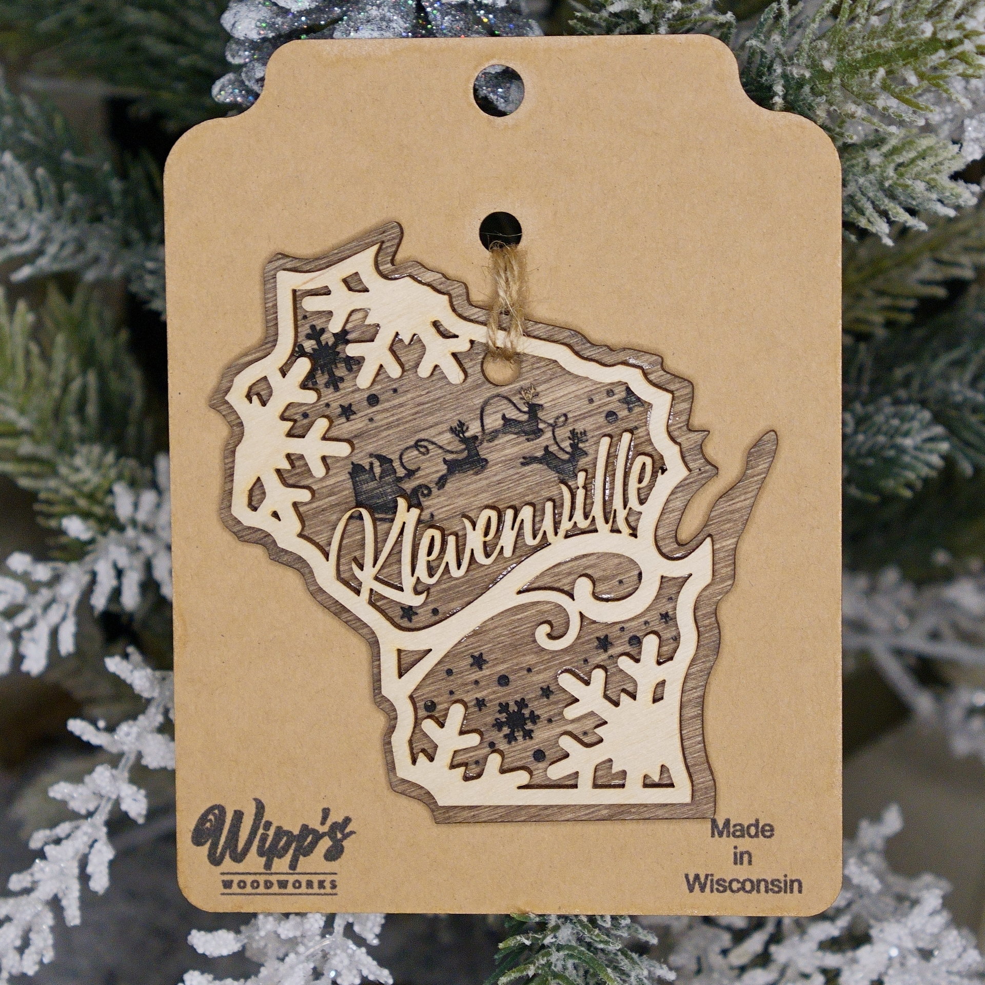 Wisconsin Town Wooden Ornament