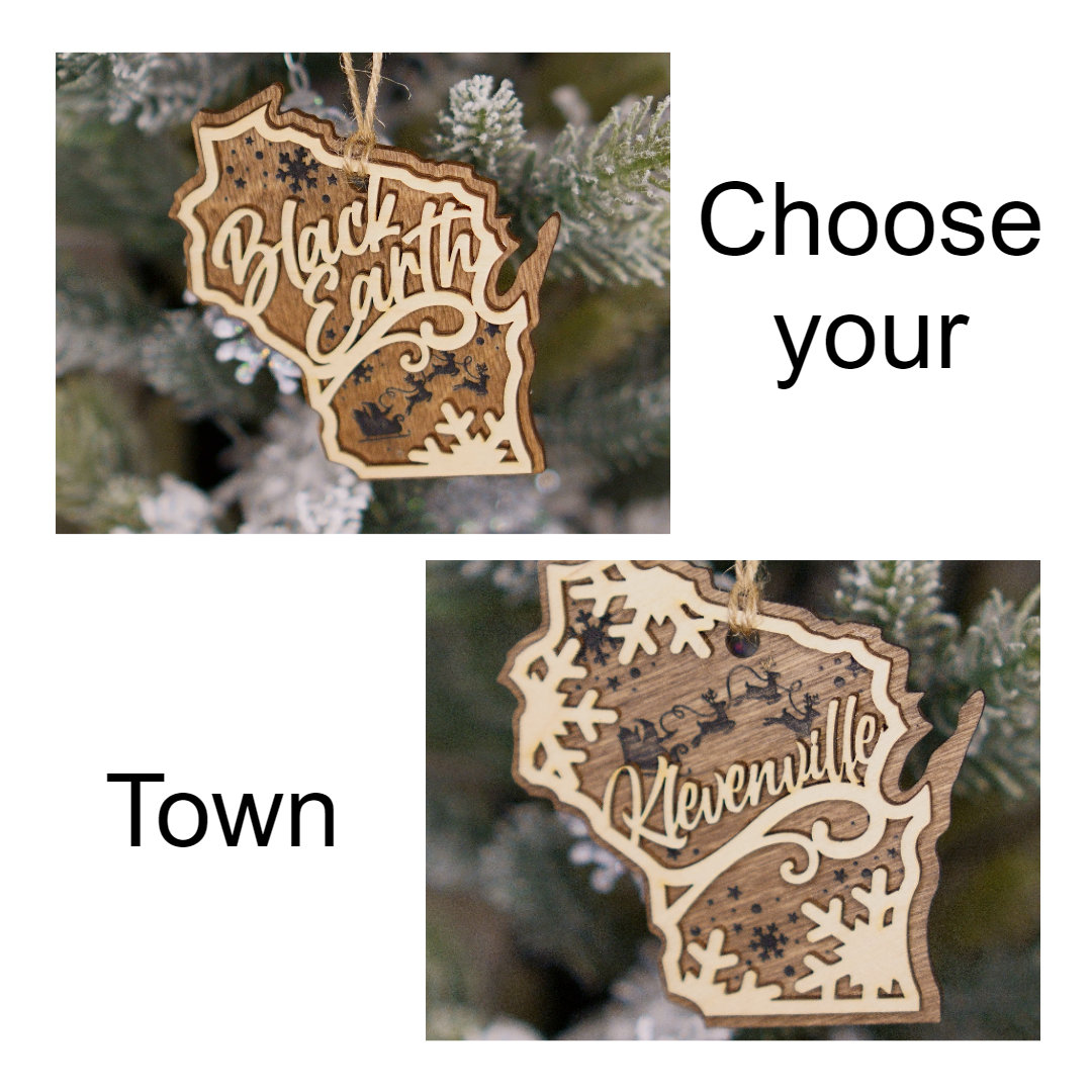 Wisconsin Town Wooden Ornament