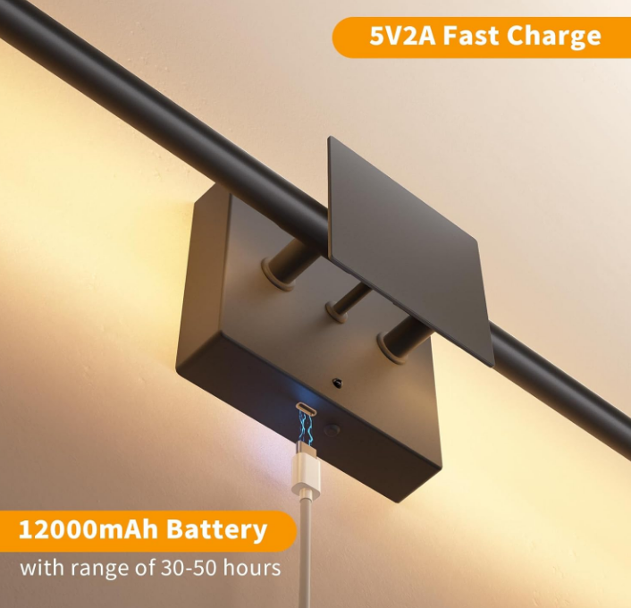 Wall Sconces Battery Operated with Remote Control, Wall Sconce with DIY Independently Rotatable Lamppost, Three Color and Brightness Adjustment, 28.3 Inch Wall Lights for Living Room, Bedroom
