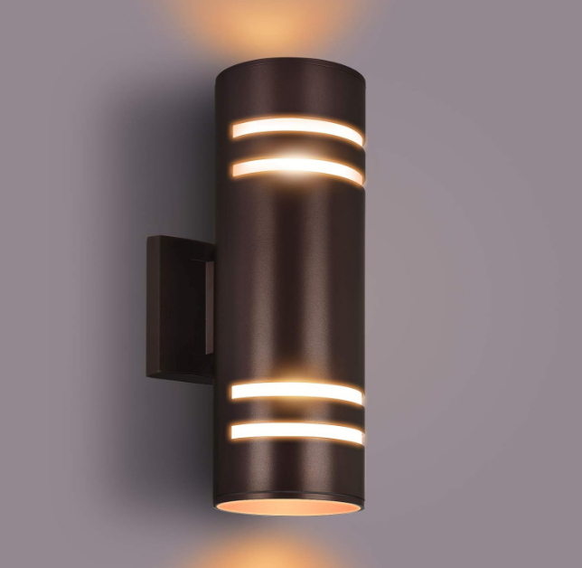 Outdoor Wall Lights Exterior, Modern Outside Sconce Wall Lighting, Exterior Light Fixture Wall Mount Oil Bronze Cylinder, Up Down Outdoor Lights for Garage, House, Porch