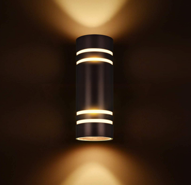 Outdoor Wall Lights Exterior, Modern Outside Sconce Wall Lighting, Exterior Light Fixture Wall Mount Oil Bronze Cylinder, Up Down Outdoor Lights for Garage, House, Porch