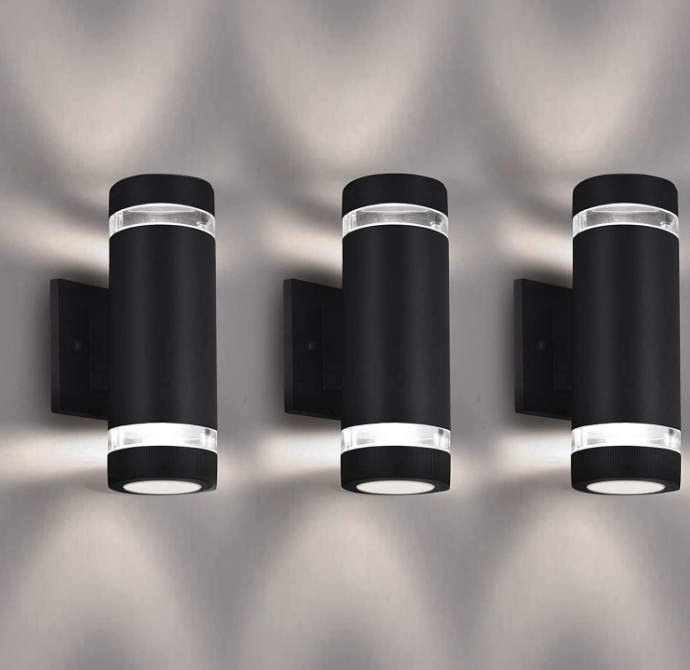 Bling Dusk to Dawn Outdoor Lighting, Up and Down Lights Outdoor Wall Light, Modern Outdoor Light Fixture Exterior Lights Wall Mount, IP65 Cool White 6000K Wall Sconce for House Garage, 3 Pack