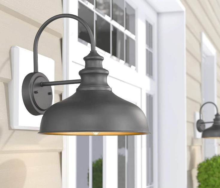 Outdoor Gooseneck Barn Light Outdoor Wall Sconce Farmhouse Exterior Wall Mount Light Vintage Wall Lighting Fixture Industrial Black Wall Lantern for Porch, Entryway, Garage (13", 4, Pack)