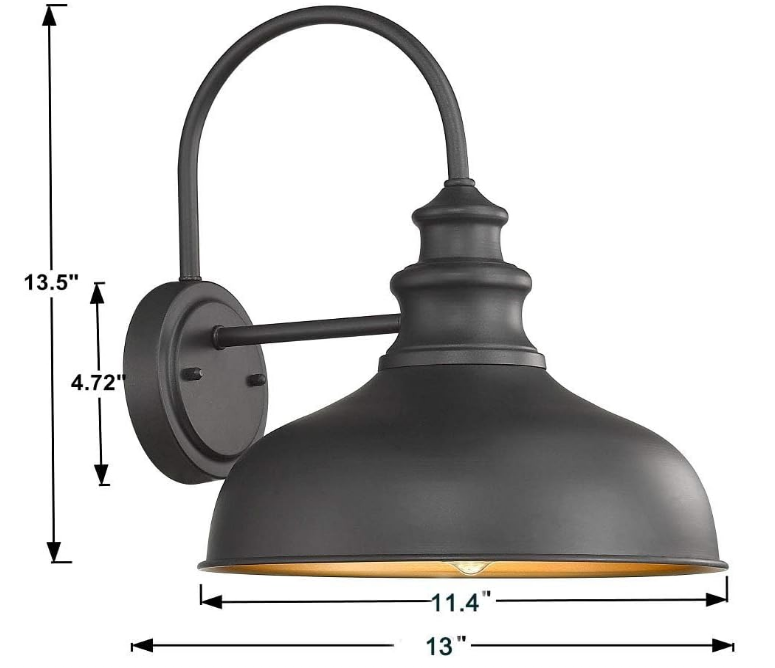 Outdoor Gooseneck Barn Light Outdoor Wall Sconce Farmhouse Exterior Wall Mount Light Vintage Wall Lighting Fixture Industrial Black Wall Lantern for Porch, Entryway, Garage (13", 4, Pack)