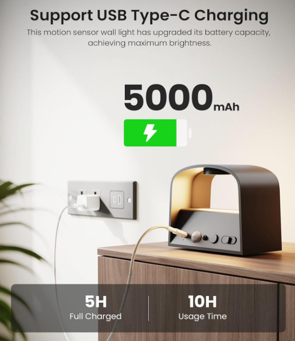 Motion Sensor Wall Light with Remote Control 3 Colors Wireless Wall Lamp LED Indoor Up and Down Wall Sconce 5000mAh Rechargeable Battery Powered Wall Lamps Brightness Adjustable, Black 2 Pack