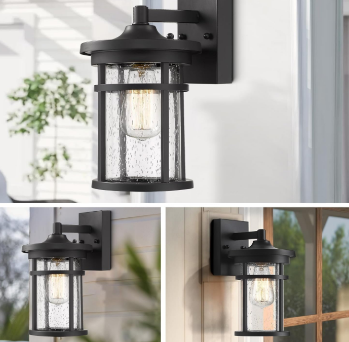 Outdoor Wall Sconces, Exterior Wall Lantern, Outdoor Wall Lighting Fixture, Outdoor Wall Mounted Lights, Outdoor Wall Lights for Patio, Porch, Garden,Balcony (Black, 12" H)