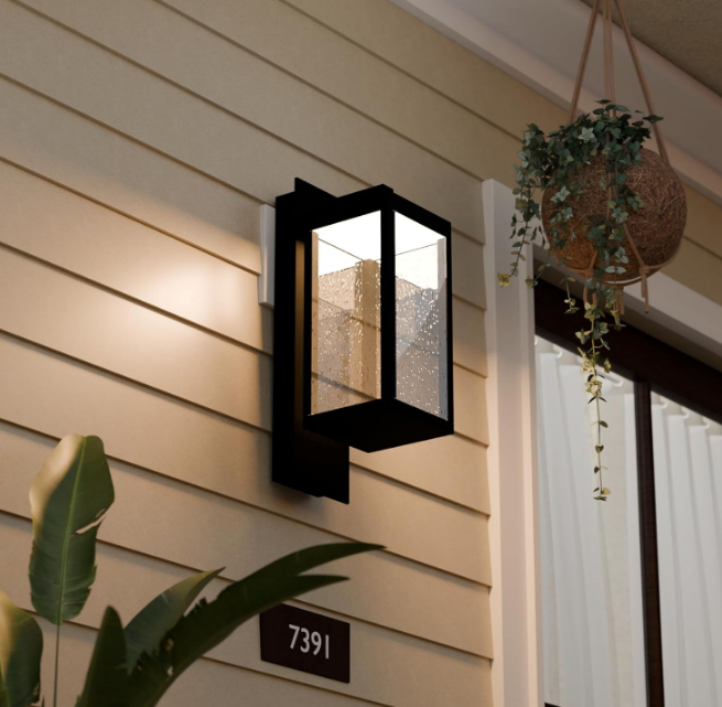 Outdoor Wall Sconce Lights LED Wall Mount Lantern Waterproof Exterior Wall Light Fixtures with Clear Glass Shade, Aluminum Matte Black Wall Lamps for Porch Entryway Doorway