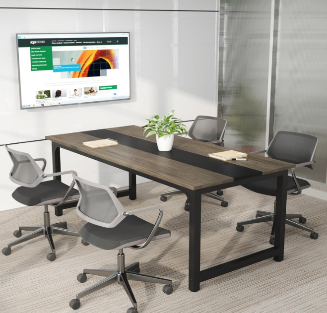 Modern Computer Desk, 70.8 x 31.5 inch Large Office Desk Computer Table Study Writing Desk Workstation for Home Office, Grey/Black