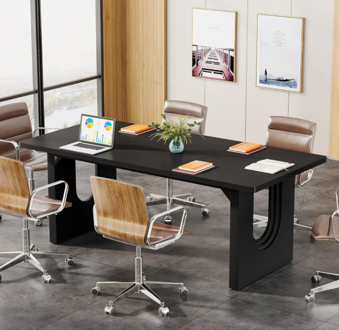 Modern Executive Desk, 70.9" Large Office Computer Desk, Conference Table Meeting Room Table, Simple Workstation Business Furniture for Home Office, Black