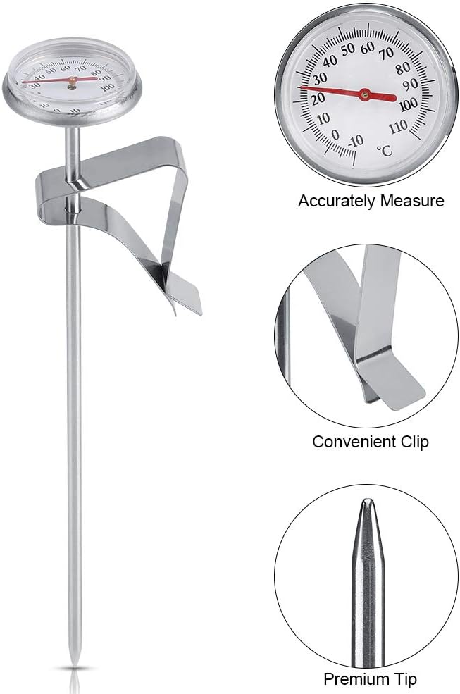 -10~110℃ Thermomètre à Lait en Acier Inoxydable