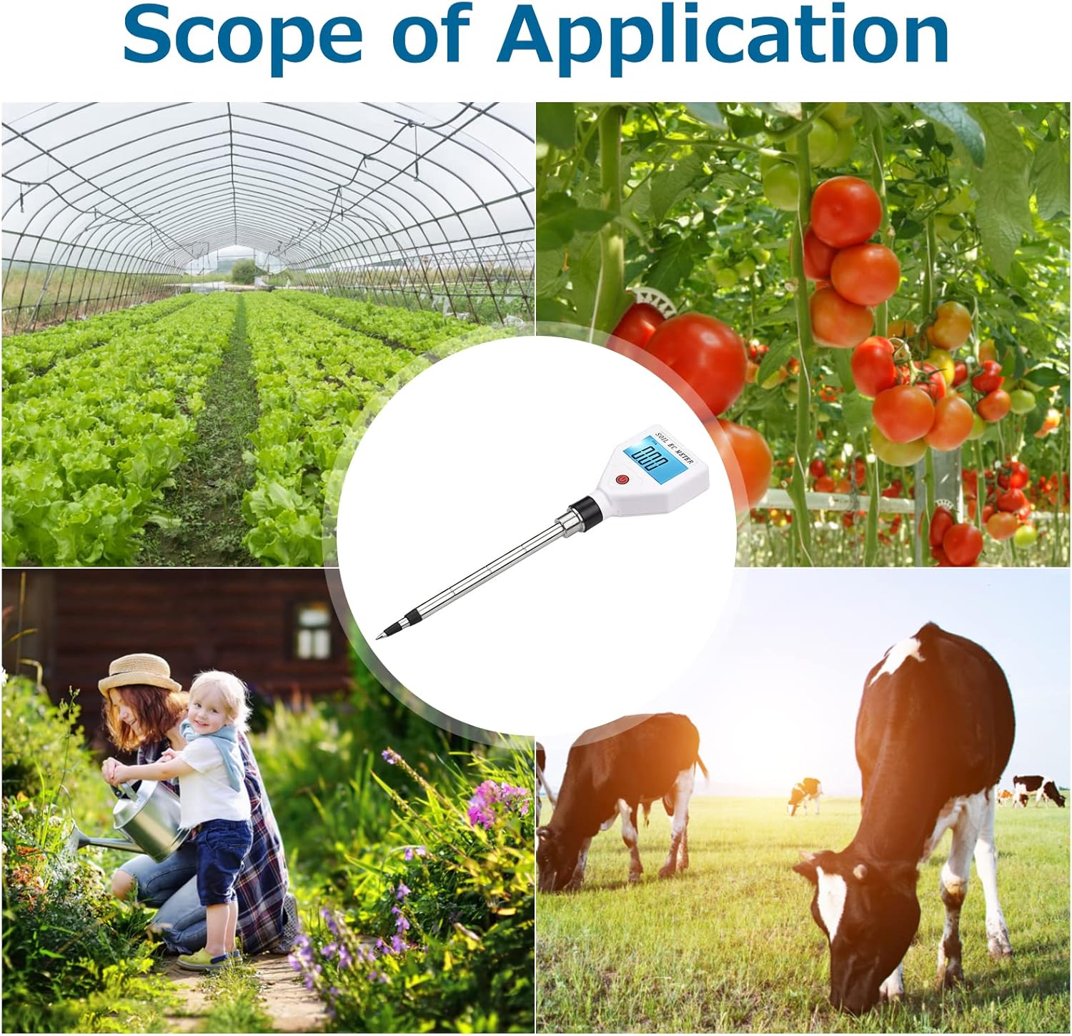 Testeur de Sol Numérique EC-98361, Testeur d'Humidité et d'Acidité pour Plantes, '