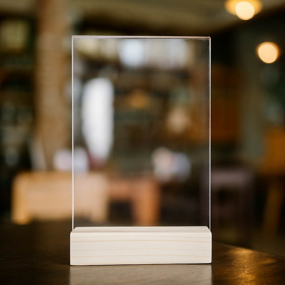 Acrylic Display Topper with Wooden Base