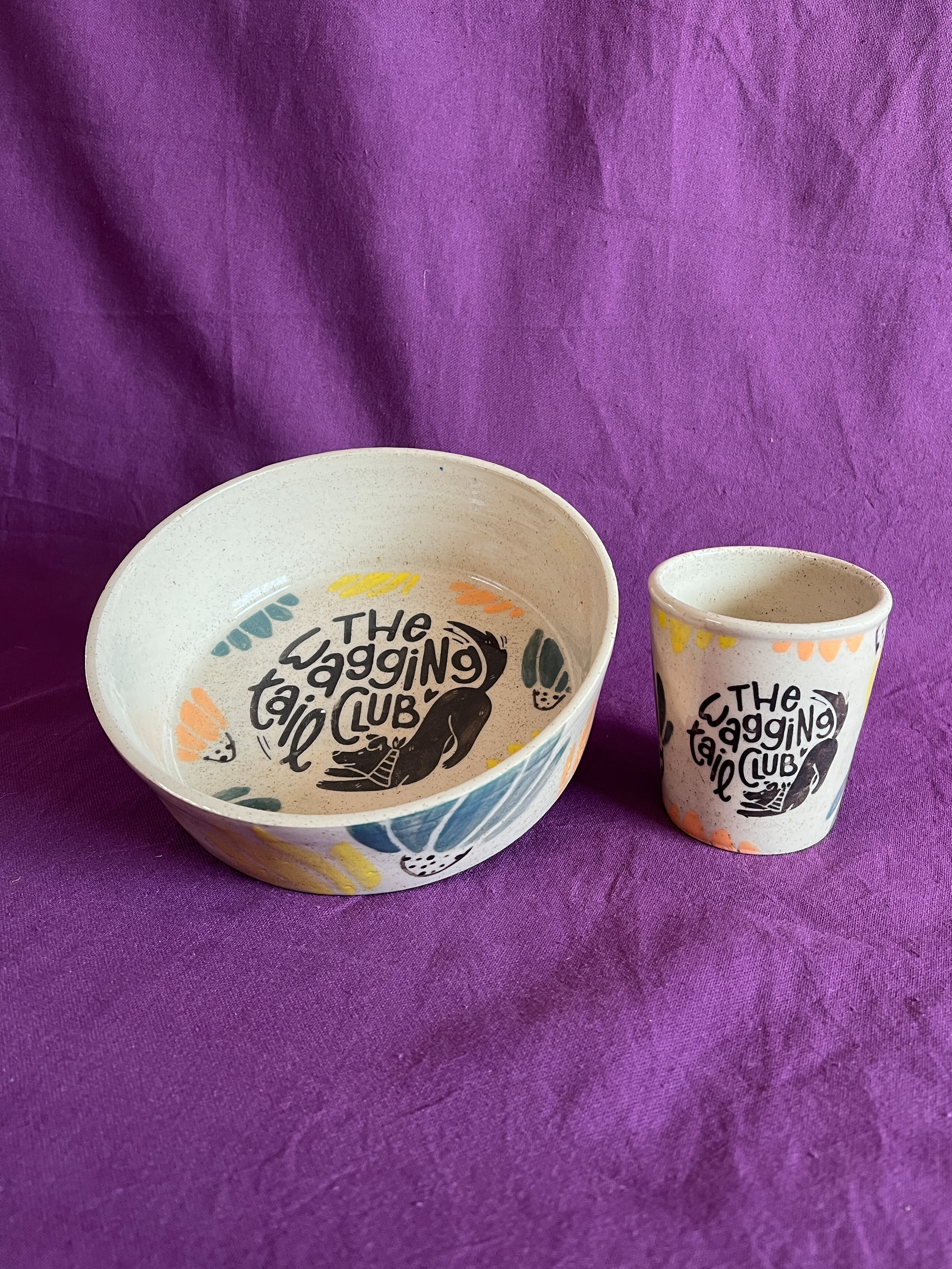 Ensemble gamelle et gobelet en céramique « The Wagging Tail Club »