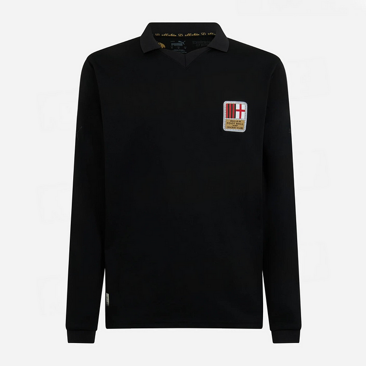 Camiseta de fútbol retro negra del AC Milan 125.º aniversario