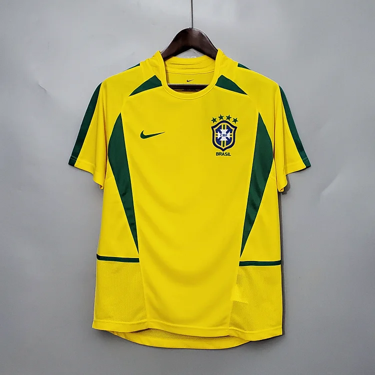 Camiseta retro de fútbol local Brasil de 2002