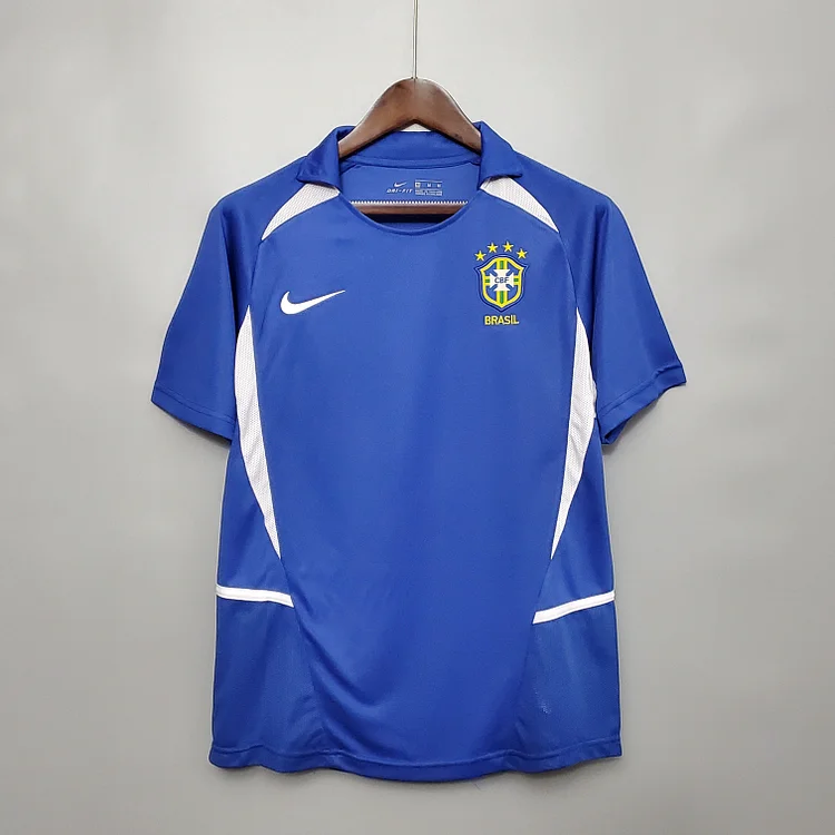 Camiseta retro de fútbol visitante Brasil de 2002