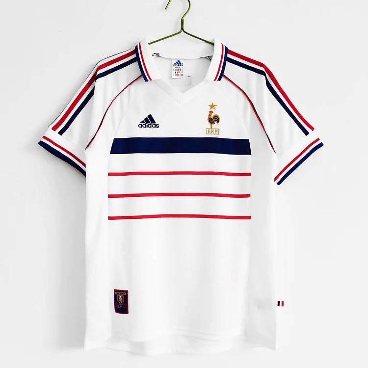 Camiseta retro de fútbol visitante de Francia 1998