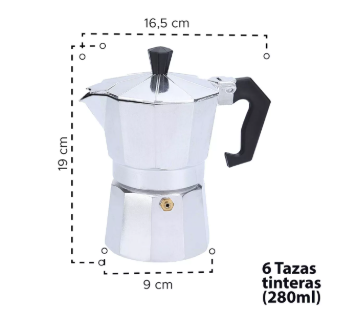 Cafetera Italiana Para 6 Tazas Aluminio