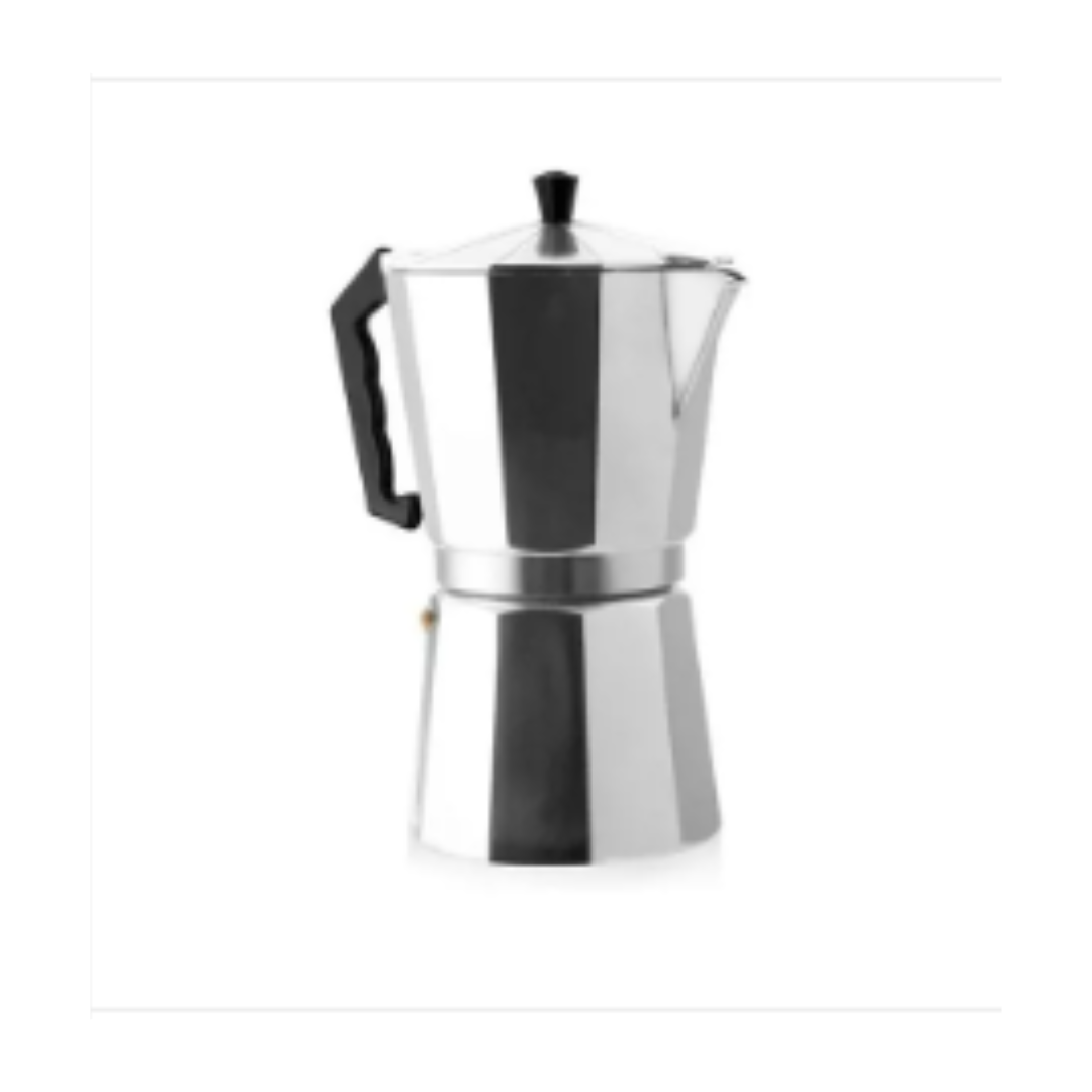 Cafetera italiana 6 tazas de aluminio plateado